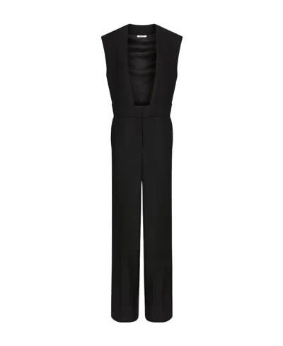 Red Valentino The Ward Formal Virgin Wool Jumpsuit In Black