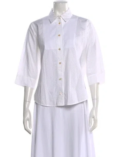Pre-owned Red Valentino Three-quarter Sleeve Blouse In White