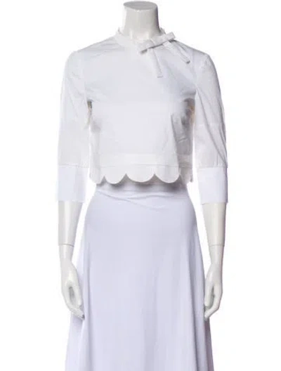Pre-owned Red Valentino Three-quarter Sleeve Crop Top In White