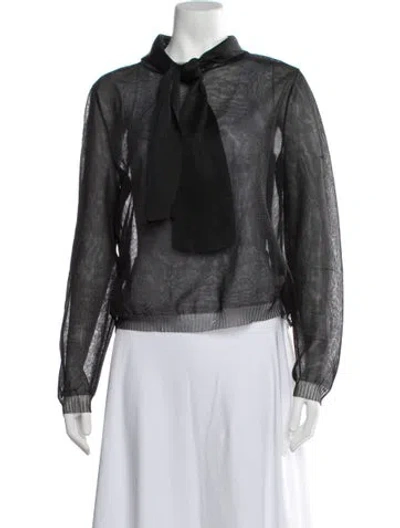 Pre-owned Red Valentino Tie Neck Long Sleeve Blouse In Black/metallic