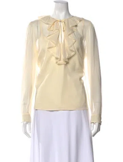 Pre-owned Red Valentino Tie Neck Long Sleeve Blouse In Neutral