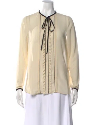 Pre-owned Red Valentino Tie Neck Long Sleeve Blouse In Neutrals