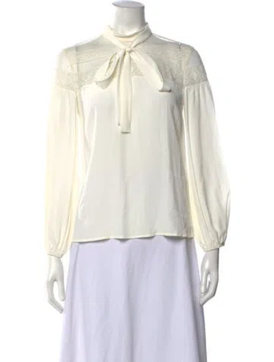 Pre-owned Red Valentino Tie Neck Long Sleeve Blouse In White