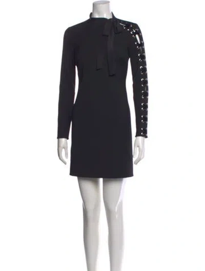 Pre-owned Red Valentino Tie Neck Mini Dress In Black