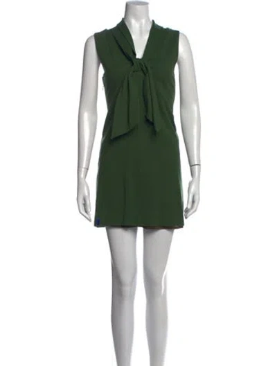 Pre-owned Red Valentino Tie Neck Mini Dress In Green
