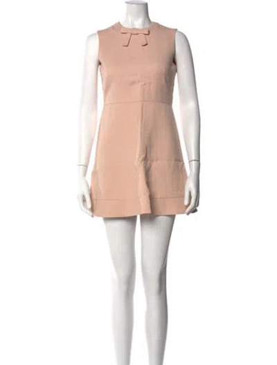 Pre-owned Red Valentino Tie Neck Mini Dress In Pink
