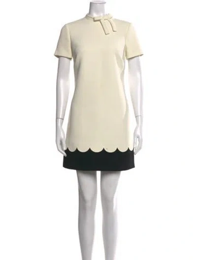 Pre-owned Red Valentino Tie Neck Mini Dress In White