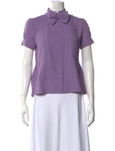 Pre-owned Red Valentino Tie Neck Short Sleeve Blouse In Purple