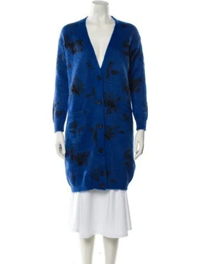 Pre-owned Red Valentino Tie-dye Print V-neck Sweater In Blue