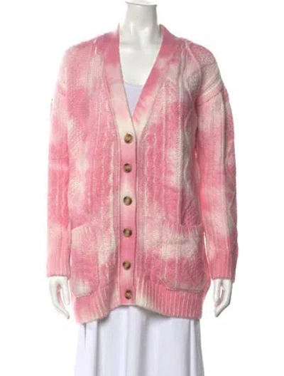 Pre-owned Red Valentino Tie-dye Print V-neck Sweater In Pink