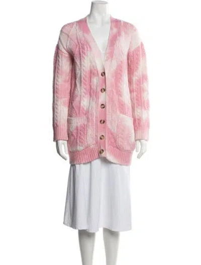 Pre-owned Red Valentino Tie-dye Print V-neck Sweater In Pink
