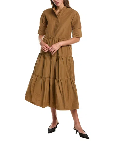 Red Valentino Tiered Midi Dress In Brown