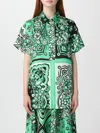 Red Valentino Floral Collared Short Sleeve Shirt In Green