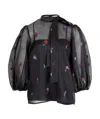 Red Valentino Translucent Bow-tie Blouse In Black