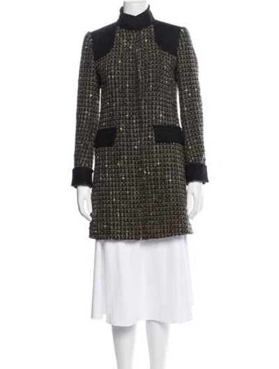 Pre-owned Red Valentino Tweed Pattern Coat In Green