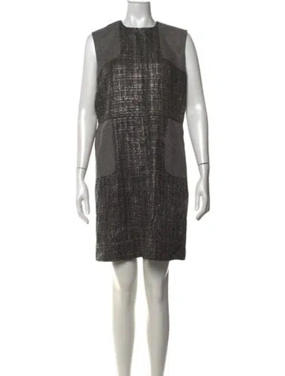 Pre-owned Red Valentino Tweed Pattern Knee-length Dress W/ Tags In Grey