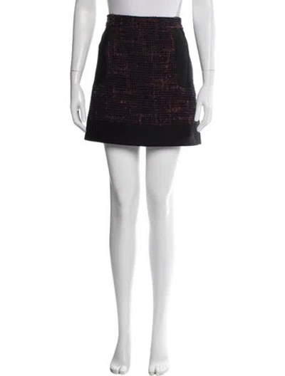 Pre-owned Red Valentino Tweed Pattern Mini Skirt In Black