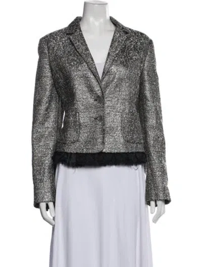 Pre-owned Red Valentino Tweed Tweed Pattern Blazer In Blue/metallic