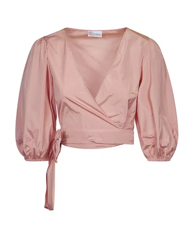 Red Valentino V-neck Bow-tie Blouse In Pink