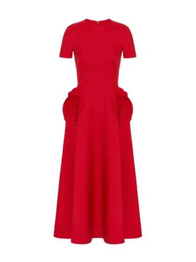 Red Valentino Valentino Rose Pocket Midi Dress
