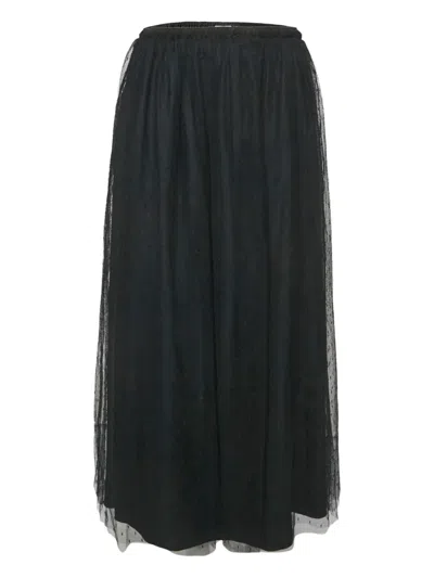 Pre-owned Red Valentino Vintage 2023 Tulle Polka Dot Skirt In Black