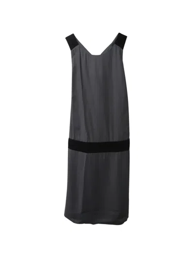 Pre-owned Red Valentino Vintage Backless Velvet-detail Bow-embellishment Mini Dress In Gray