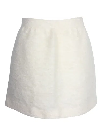 Pre-owned Red Valentino Vintage Bouclé Mini Skirt In White