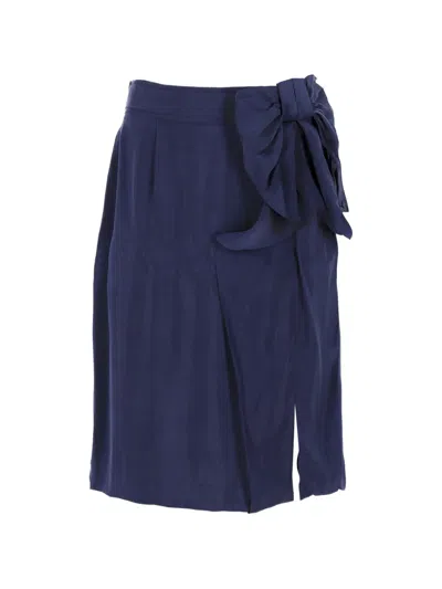 Pre-owned Red Valentino Vintage Bow Skirt In Blue