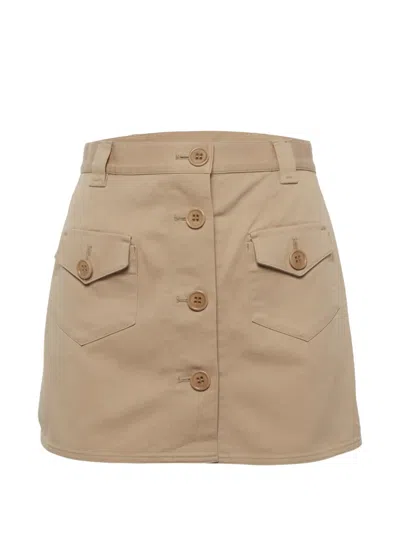 Pre-owned Red Valentino Vintage Button-front Gabardine Shorts In Neutral