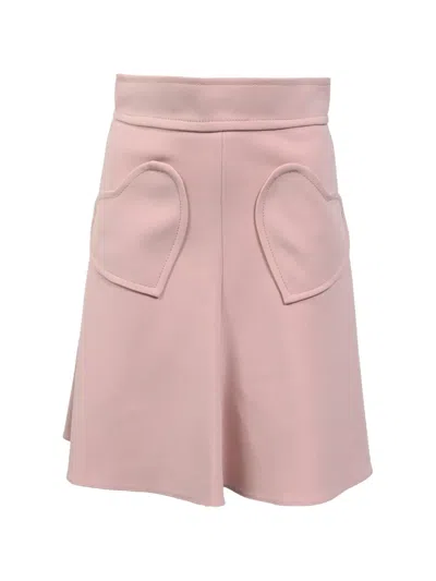 Pre-owned Red Valentino Vintage Cady Heart-pocket Skirt In Pink