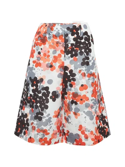 Pre-owned Red Valentino Vintage Floral-print Flared Shorts In White