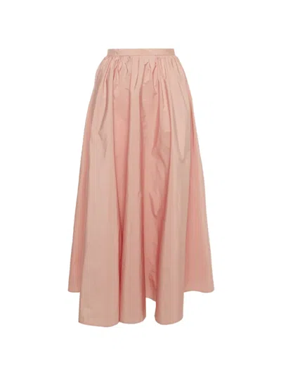 Pre-owned Red Valentino Vintage Gathered Crepe Maxi Skirt In Pink