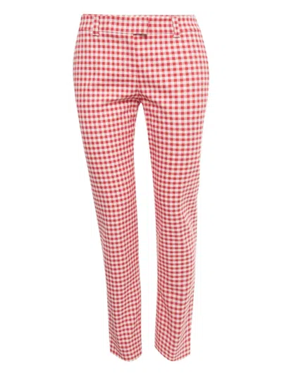 Pre-owned Red Valentino Vintage Gingham Cotton Trousers In Red