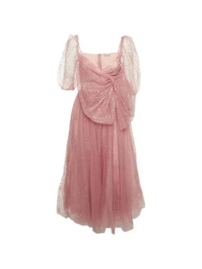 Pre-owned Red Valentino Vintage Glittered Bow-embellished Dress In Pink