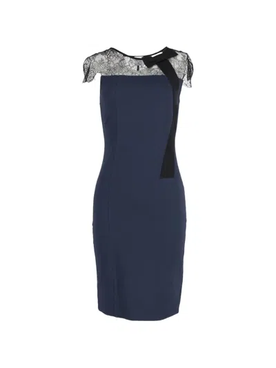 Pre-owned Red Valentino Vintage Lace Detail Dress In Blue