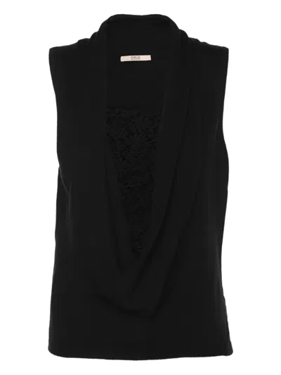 Pre-owned Red Valentino Vintage Lace-panel Top In Black