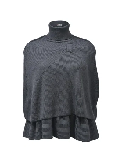Pre-owned Red Valentino Vintage Roll-neck Cape Sweater In Gray