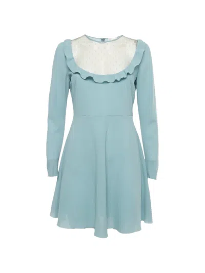 Pre-owned Red Valentino Vintage Ruffle Dress In Blue