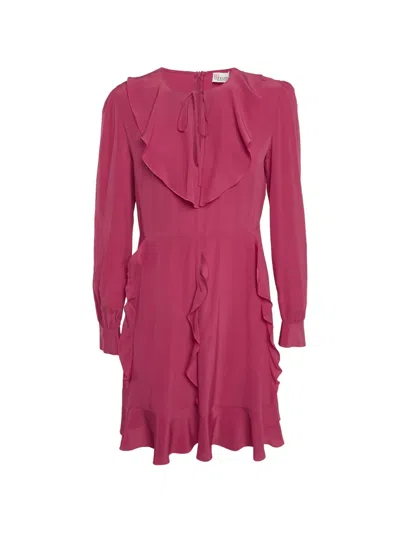 Pre-owned Red Valentino Vintage Ruffle Silk Mini Dress In Pink