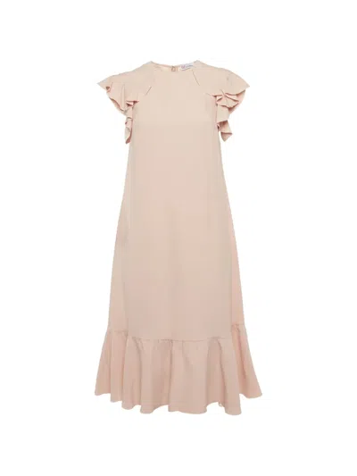 Pre-owned Red Valentino Vintage Ruffle-detail Mini Dress In Neutral