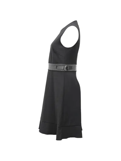 Pre-owned Red Valentino Vintage Studded-belt Sleeveless Mini Dress In Black