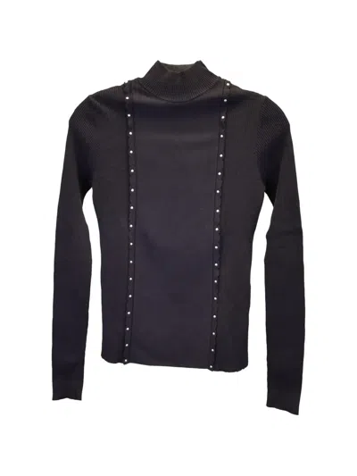 Pre-owned Red Valentino Vintage Studded Turtleneck Top In Black