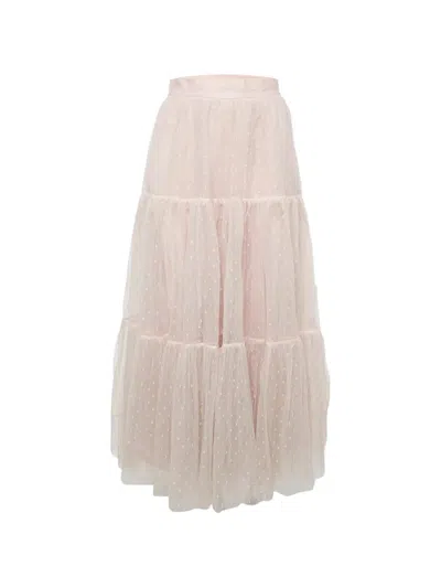 Pre-owned Red Valentino Vintage Tiered Maxi Skirt In Pink