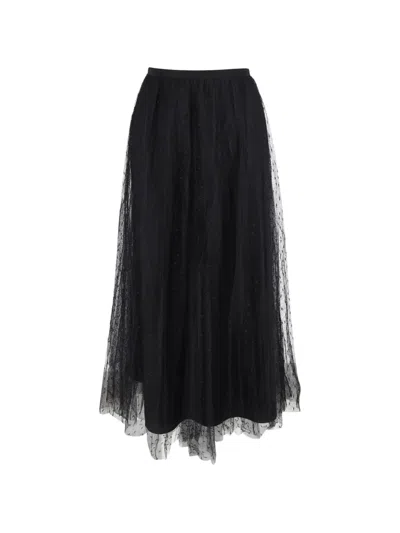 Pre-owned Red Valentino Vintage Tulle Skirt In Black