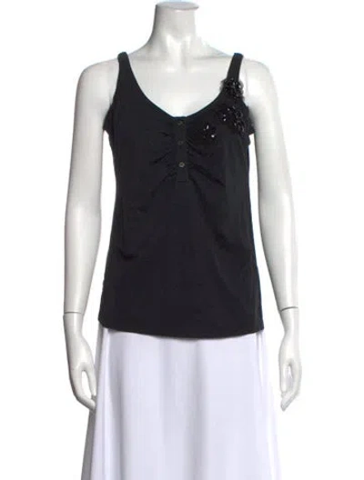 Pre-owned Red Valentino Vintage V-neck Top In Black