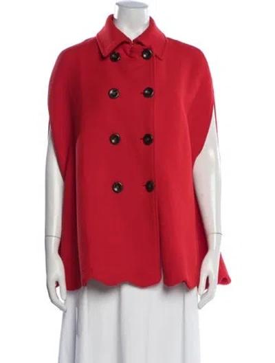 Pre-owned Red Valentino Virgin Wool Cape In Red