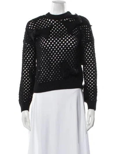 Pre-owned Red Valentino Virgin Wool Crew Neck Sweater In Black