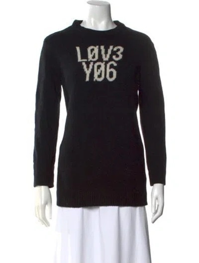Pre-owned Red Valentino Virgin Wool Graphic Print Sweater In Black