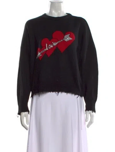 Pre-owned Red Valentino Virgin Wool Graphic Print Sweater In Black