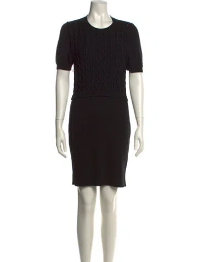 Pre-owned Red Valentino Virgin Wool Knee-length Dress In Black